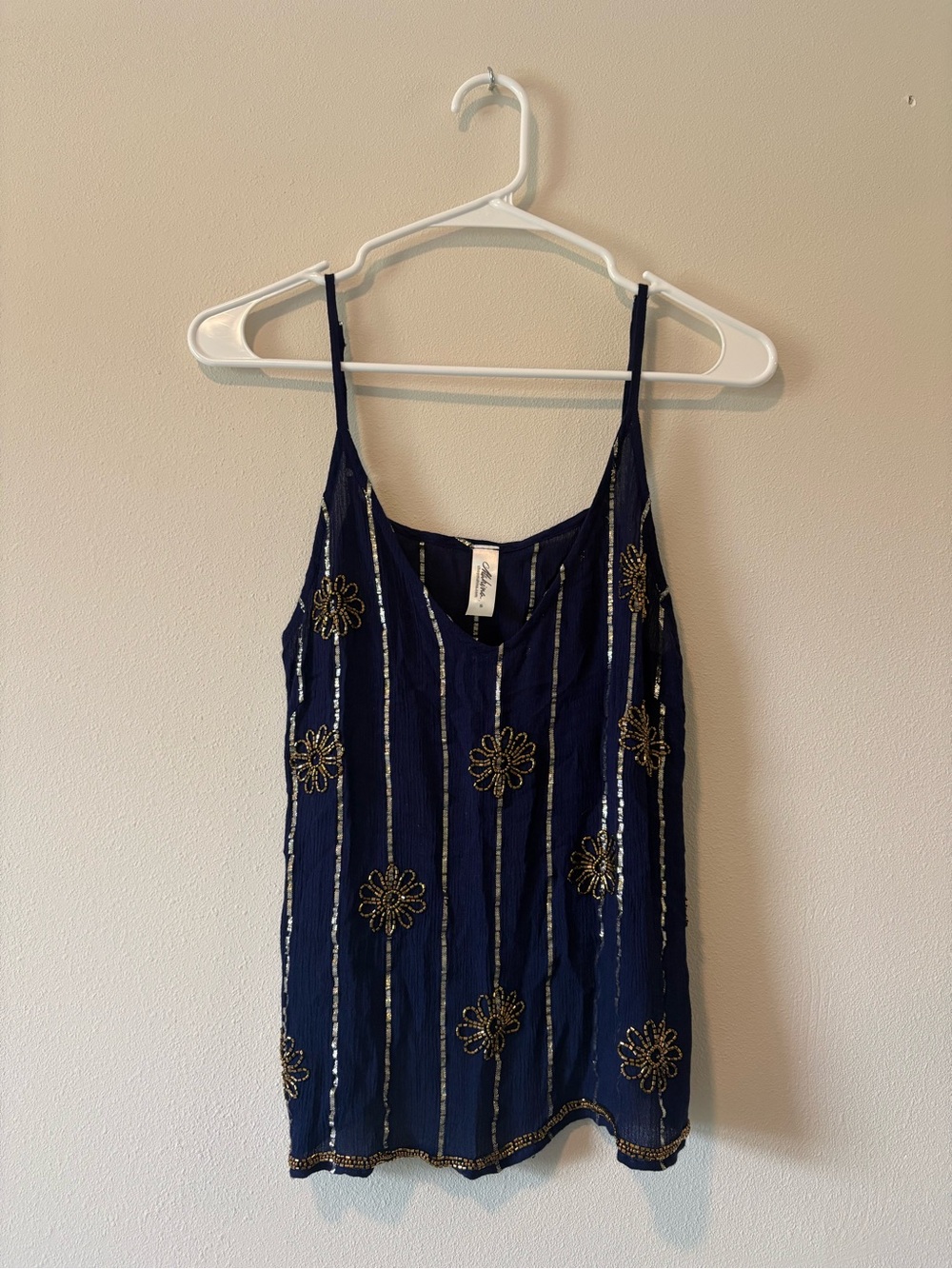 mahina Navy Beaded Floral Camisole